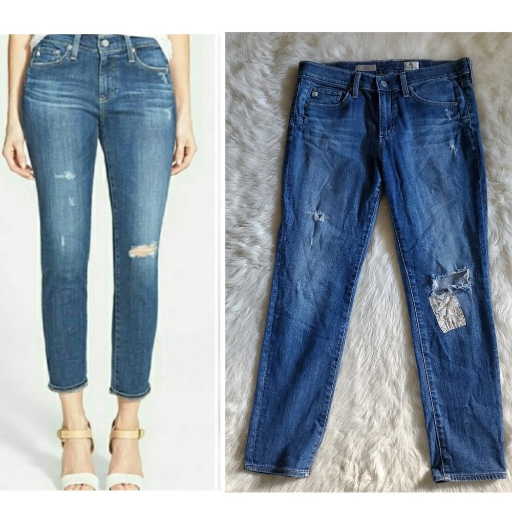 AG Adriano Goldschmied The Beau Slouchy Skinny Distressed Jeans Size 29